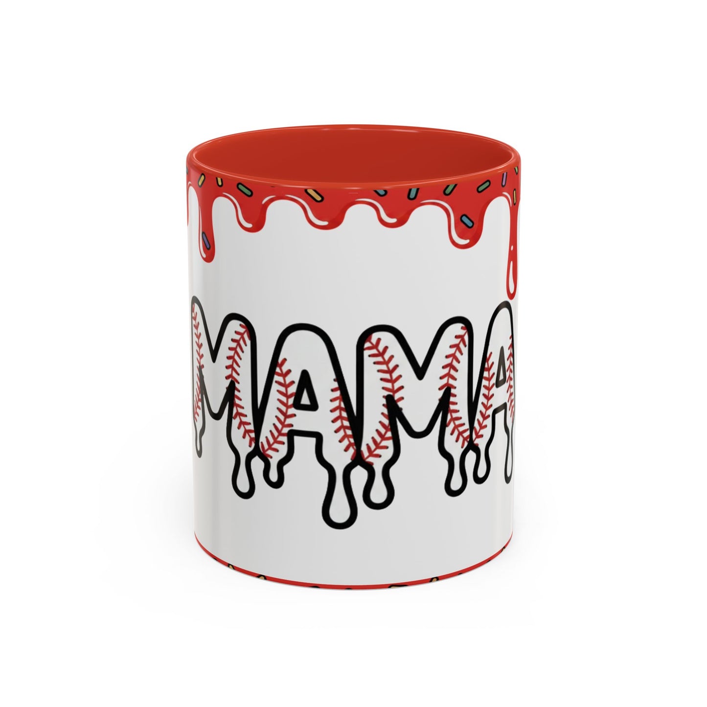 Mama Baseball Drip Accent Coffee Mug (11/15oz)
