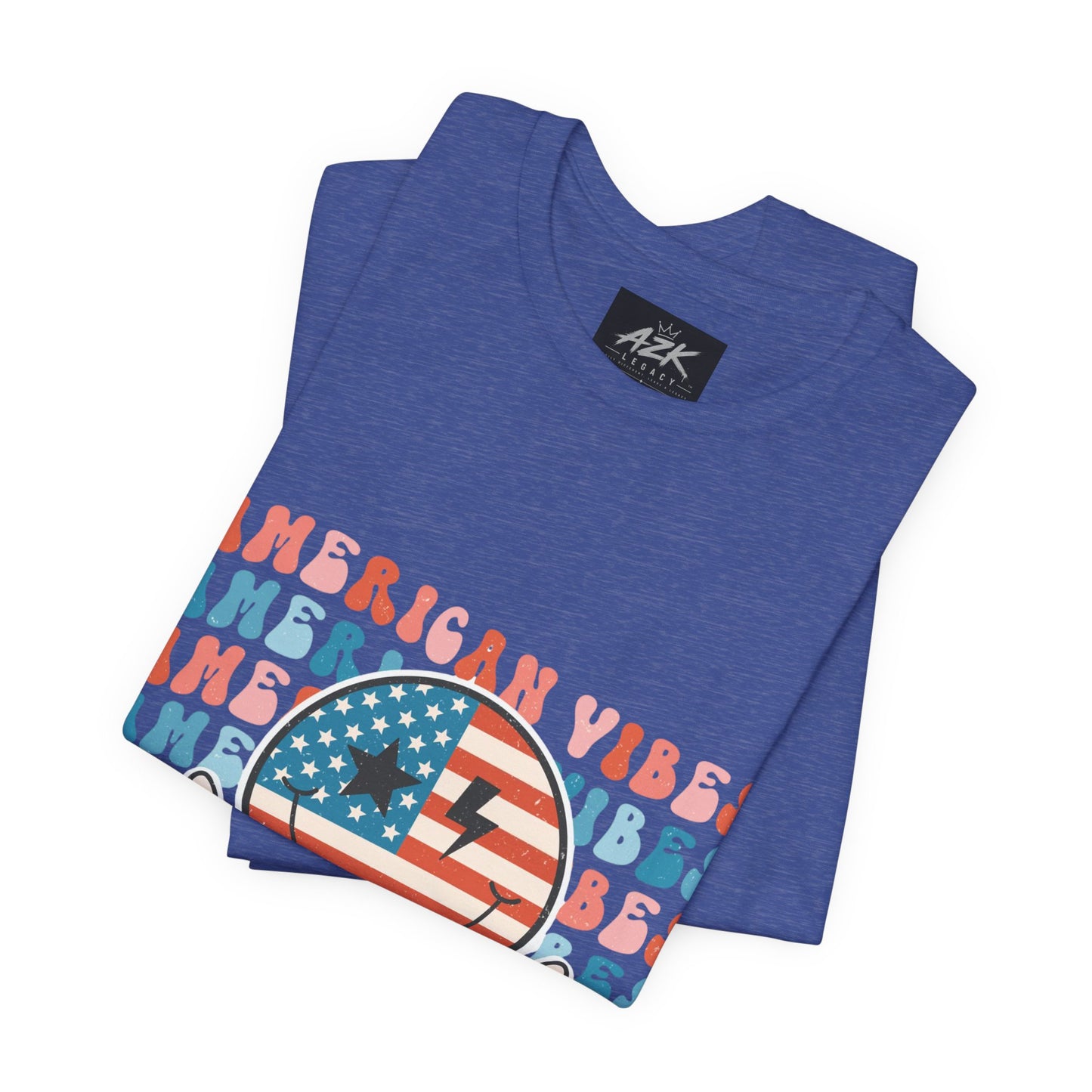American Vibes T-Shirt — Retro Peace Sign Flag Tee (Fourth of July)