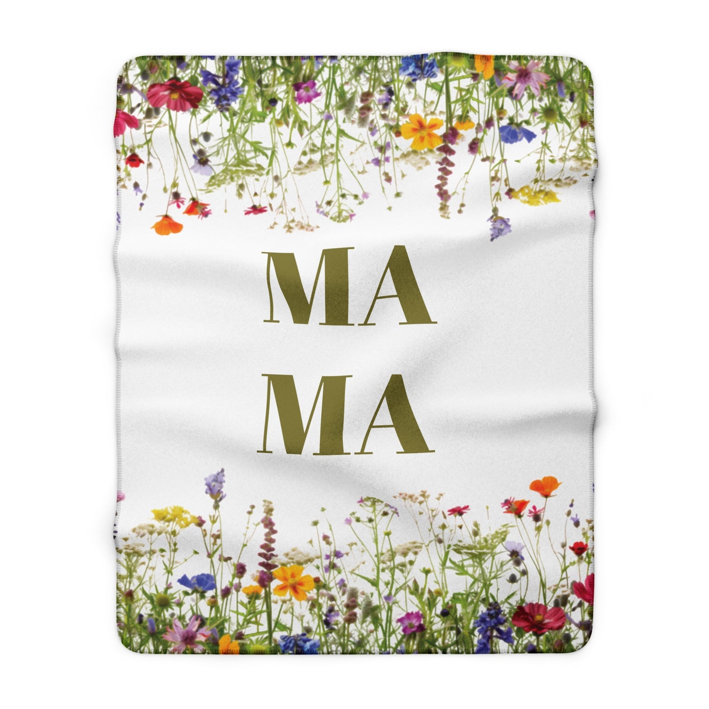 Mama Sherpa Fleece Blanket — Floral Wildflower Cozy Throw for Moms (Mother's Day Gift)