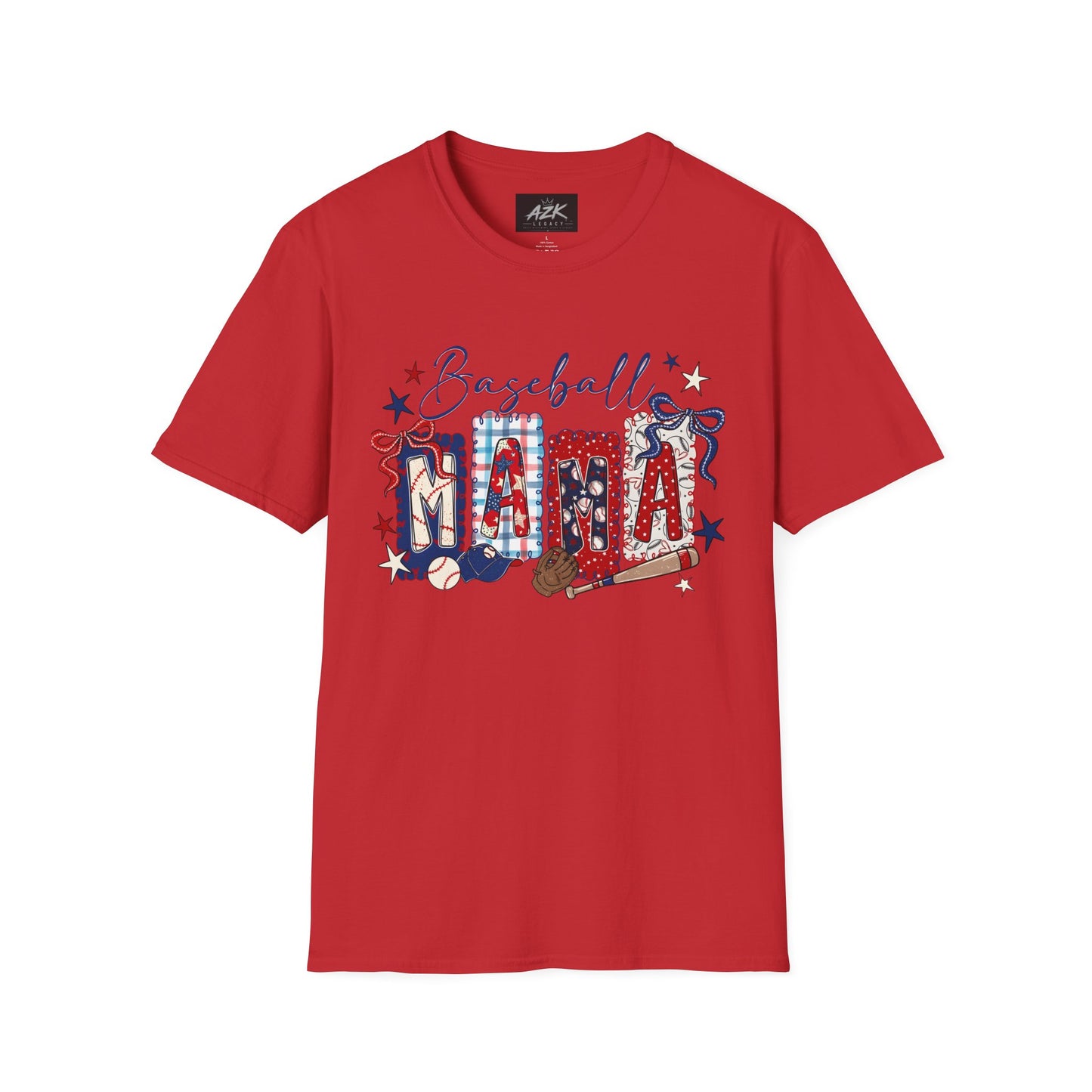 Baseball Mama T-Shirt — Patriotic Stars & Stripes Mom Tee