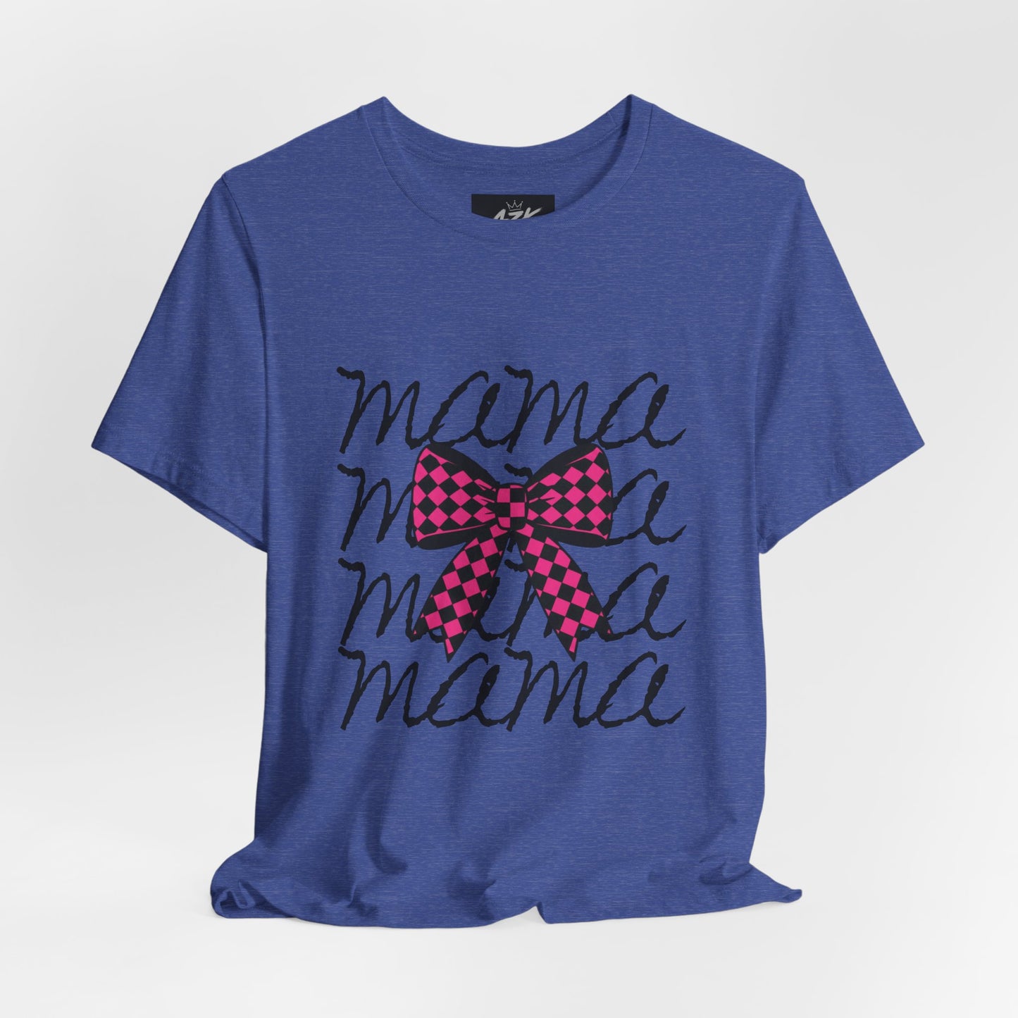 Mama Script Tee with Pink Plaid Bow