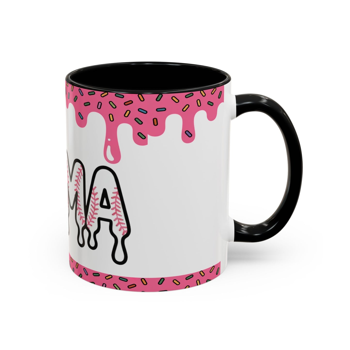 Mama Baseball Drip Accent Coffee Mug – Pink Sprinkle Baseball Mom Gift (11/15oz)