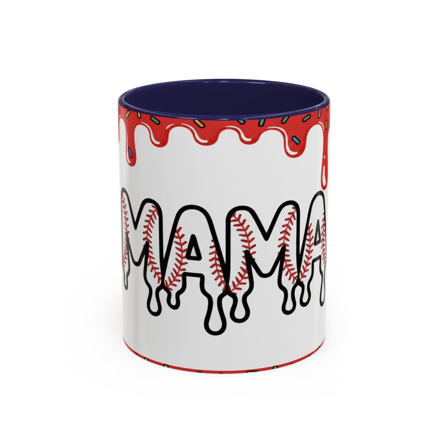 Mama Baseball Drip Accent Coffee Mug (11/15oz)