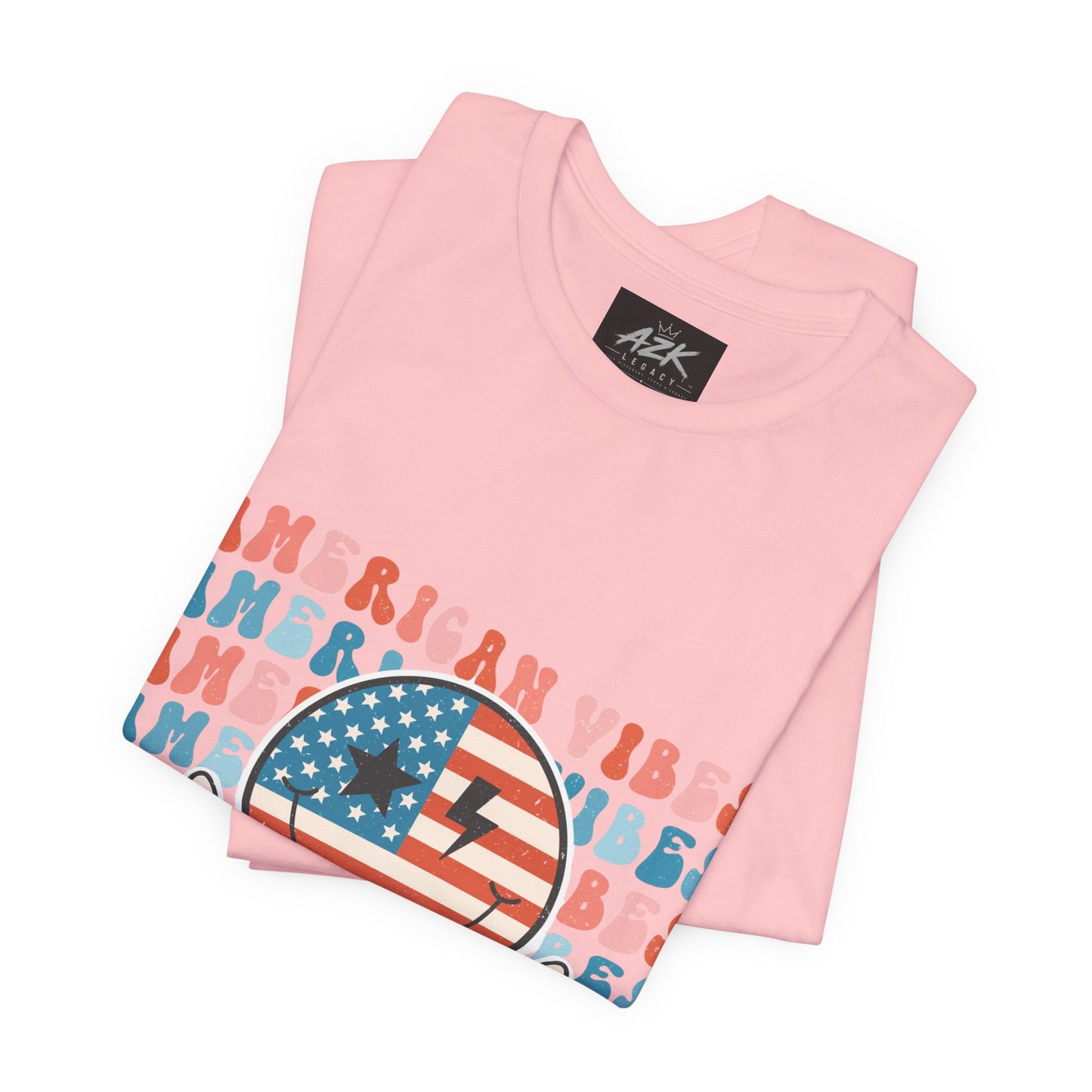 American Vibes T-Shirt — Retro Peace Sign Flag Tee (Fourth of July)