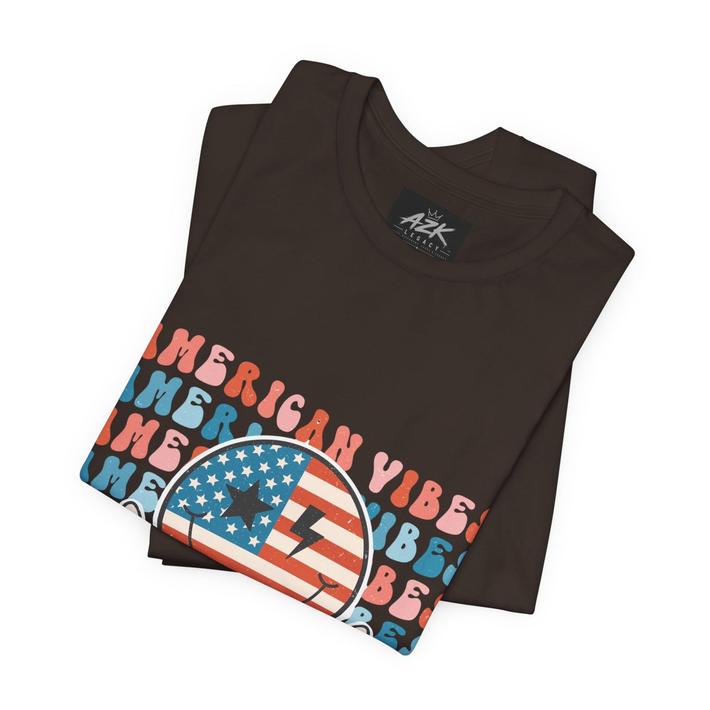 American Vibes T-Shirt — Retro Peace Sign Flag Tee (Fourth of July)